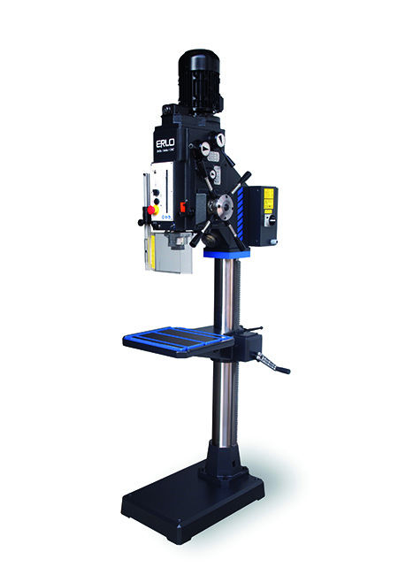 Round column drill with automatic feed, mechanical clutch and electronic speed variator and cog transmission Series TSA, 32mm, 35mm, manufactured by ERLO