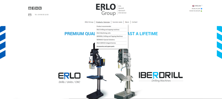 Online sale of ERLO drills and IBERDRILL drills and accessories for high performance industrial drills
